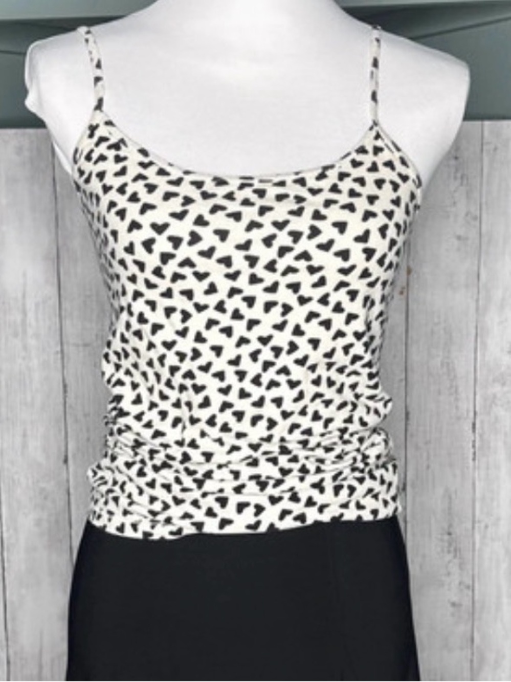 Aeropostale Black & White Heart-Print Camisole Tank Top